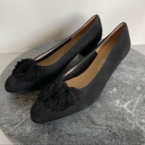 Salvatore Ferragamo Vintage Black Suede Tassel Heels